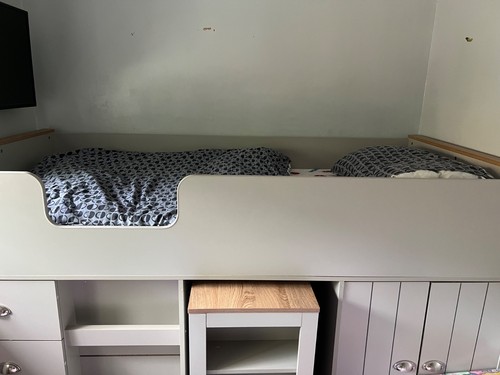 Single grey midsleeper bed - single,