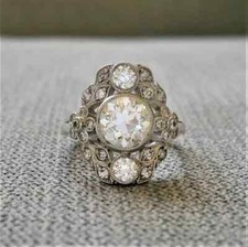 Vintage Art Deco 3.00 Ct Round Cut Diamond Antique Edwardian Engagement Ring