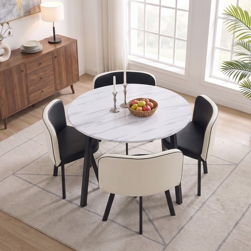 Round marble effect dining - effect,