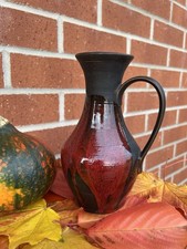 Elegant Red & Brown, Steuler West German Pottery Vase / Jug. 60s-70s. 763-20