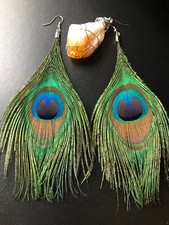 Peacock feather earrings