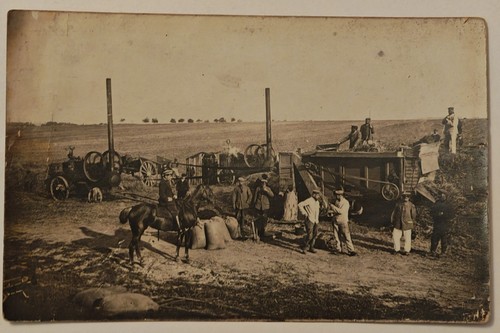 Postcard thresher rppc - postcard,