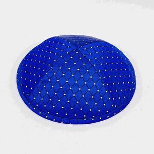 Classy kippa blue check - a,