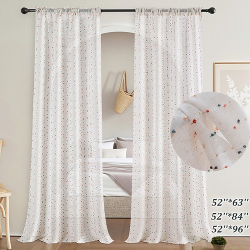 Pompom sheer curtains boho - sheer,