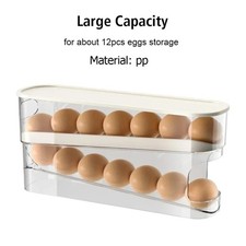 Egg Holder for Fridge Automatic Rolling Space Saving Organizer for Kitchen