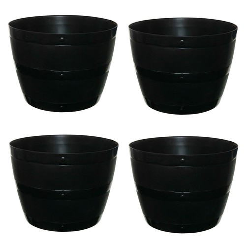 Black plastic planter plant - black,