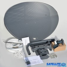80cm Zone 2 satellite dish & quad lnb + 50m Twin White kit For Freesat / Sky