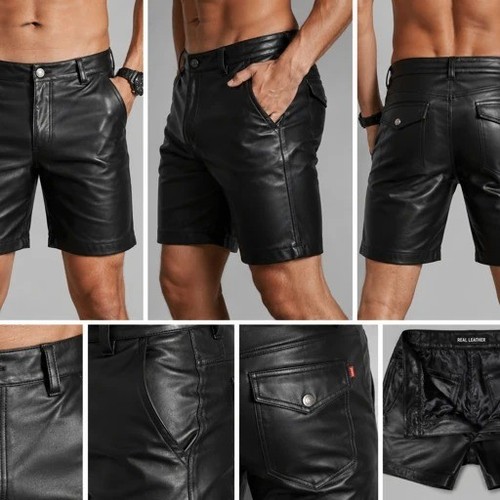 Men genuine black leather - men's,