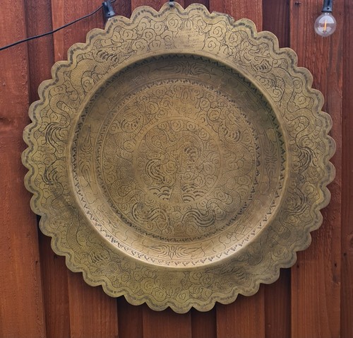 Antique brass chinese charger - chinese,