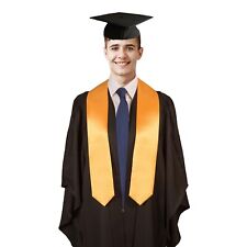 4 Piece Set Graduation Gown Stole Hat Black Mortarboard University Cap Robe