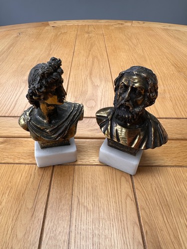 Pair small brass greek - pair,