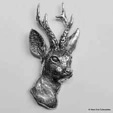 Roe Deer Stag Head Pewter Pin