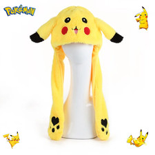 UK Seller Pikachu Rabbit Hat Plush Moving Ears Pressing with Airbag Cap Fun