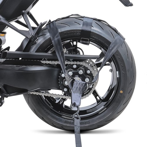 Rear wheel lashing strap