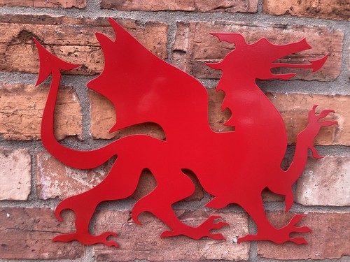 Metal red welsh dragon wall - metal,