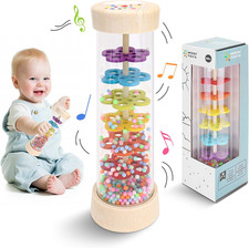 Wooden Baby Rattle Toys, Rain Stick Musical Toy Montessori Toys for Babies 6-12 