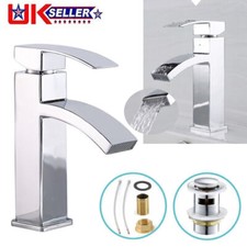 Waterfall Bathroom Sink Tap Cloakroom Basin Mixer Chrome Mono Faucet * Waste Set