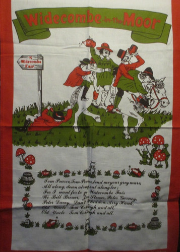 Bright vintage tea towel - tea,