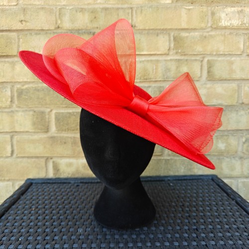 Red large fascinator wedding - large,