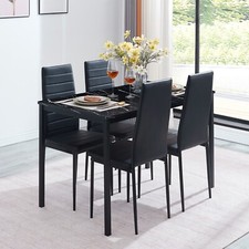 4x Black Faux Leather Dining