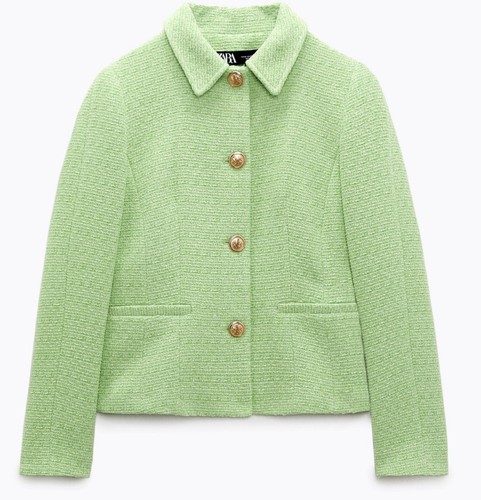 Zara green tweed - zara, blazer