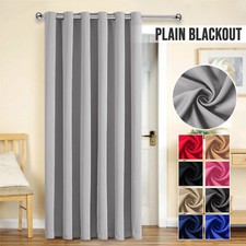 Blackout Door Curtain Thick Thermal Ready Made Eyelet Ring Top Energy Saving UK