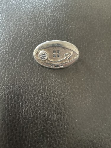 Sterling silver oval brooch - silver,