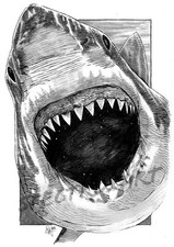 JAWS ORIGINAL ART "The Great White Shark" by Spectroxart