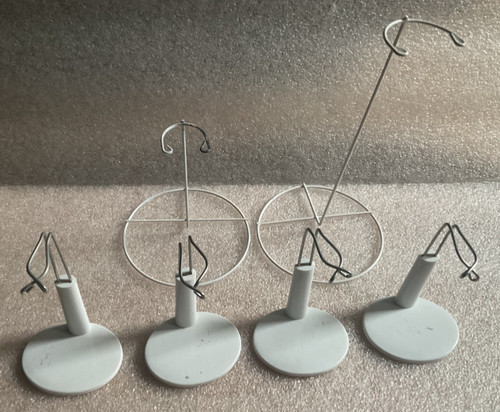 6pcs white doll display stands - white,