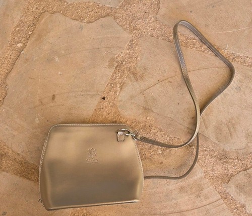 Vera pelle metallic crossbody - pelle,