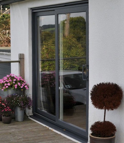 Grey white upvc french door - upvc,