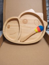 BRAND NEW BAMBOO BAMBOO TODDLER DINOSAUR PLATE SUCTION BABY DIVIDER CHILDRENS