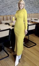 ZARA WOMEN MUSTARD YELLOW MIDI KNIT DRESS SIZE S BLOGGERS FAVOURITE RRP £49.99