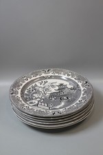 Set of Five Elegant Burleigh Black Willow Dinner Plates