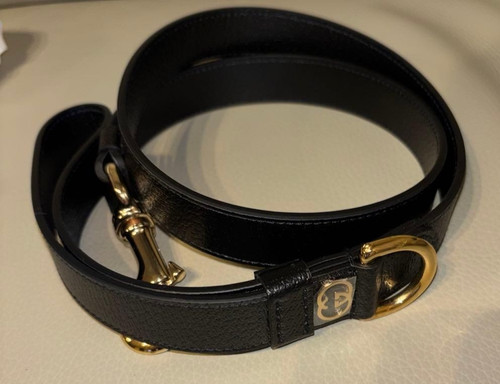 Gucci black leather dog - gucci, gg