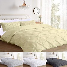 100% EGYPTIAN POLYCOTTON PINTUCK DUVET COVER BEDDING SET QUILT COVERS ALL SIZES