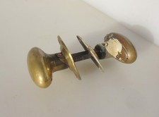 Vintage Brass Door Knobs Handles Plates Old Oval Antique