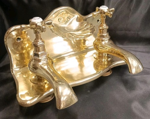 Large brass bath taps - bath,