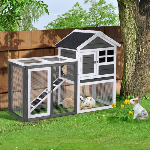47in wooden rabbit hutch - 47in,