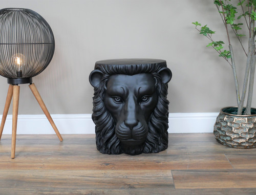 Black lion side table - black,