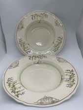 Cream Petal Grindley England 2 x Soup Bowls Rare Tree Pattern Nouveau-eque