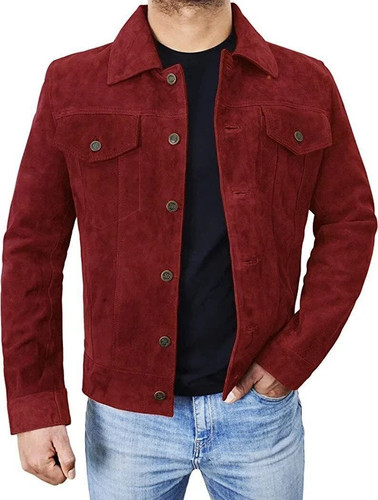 Men burgundy genuine suede - men's,