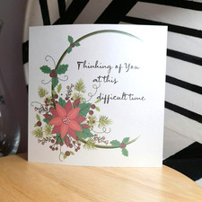 Thinking of You at this difficult time. Christmas Wreath 14.4cm square/Env