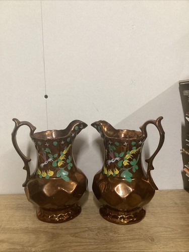 Antique copper lustre pair - lustre,