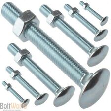 M12 / 12mm COACH BOLTS CUP SQUARE CARRIAGE BOLT SCREWS WITH HEXAGON NUTS ZINC