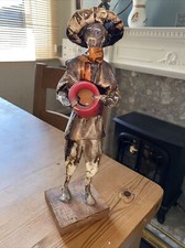 Mexican Paper Mache Figure. Man Carrying Red Pot.