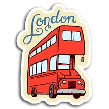 2 x 10cm Red London Bus Vinyl Stickers - Travel Sticker Laptop Luggage #19476
