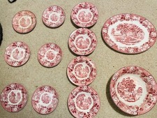 Enoch Woods English scenery red plates set of 12 In good condition
