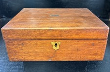 Stunning Antique Wooden Writing Slope With Brass Fittings & Inkwell 10” X 8.5”