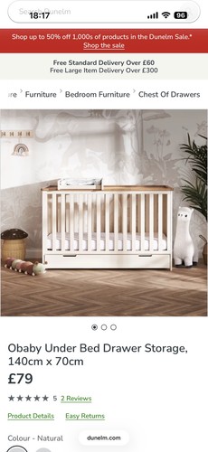 Obaby under bed - bed, drawer